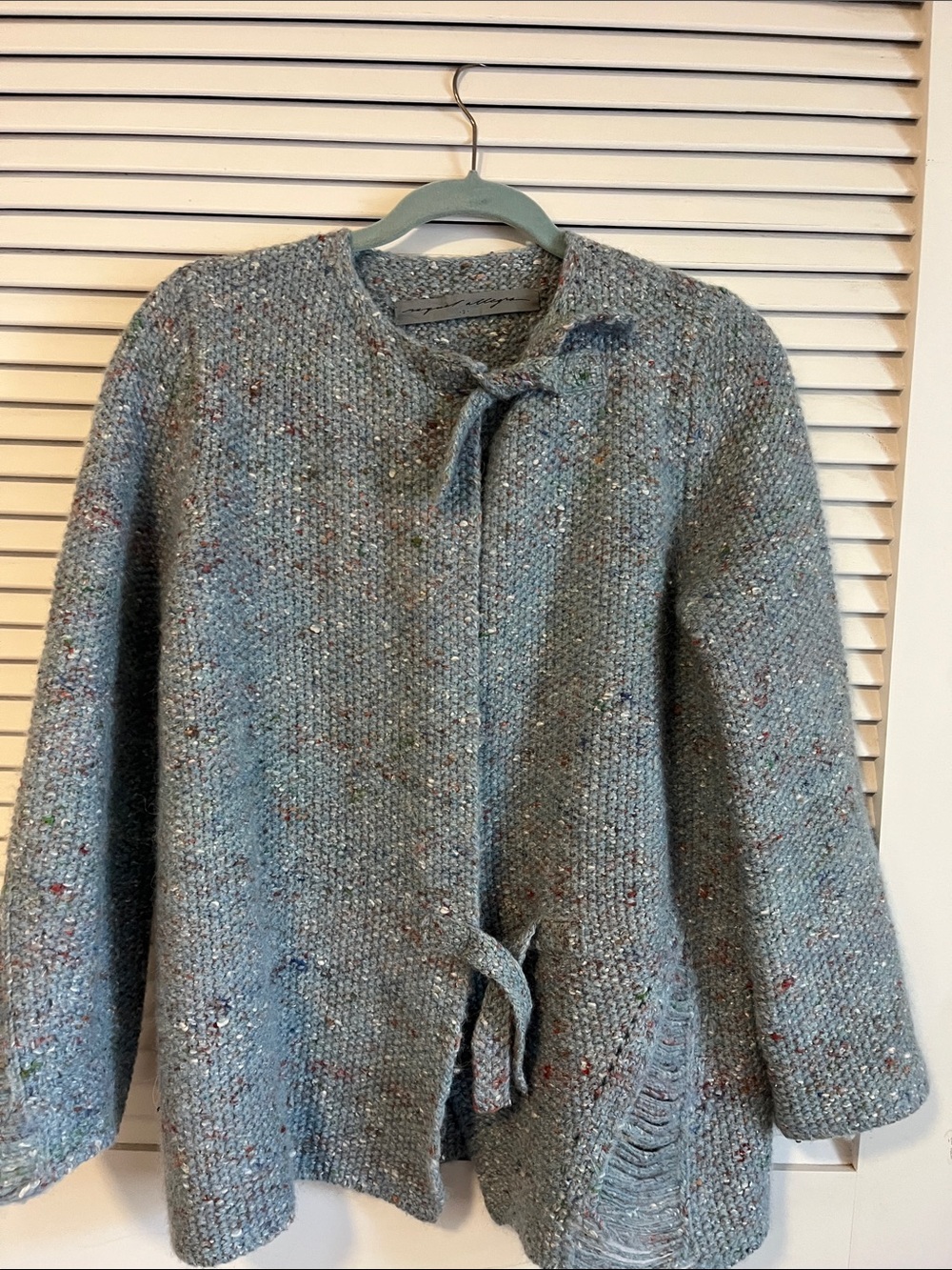 Raquel Allegra Speckled Light Blue Knit Cardigan